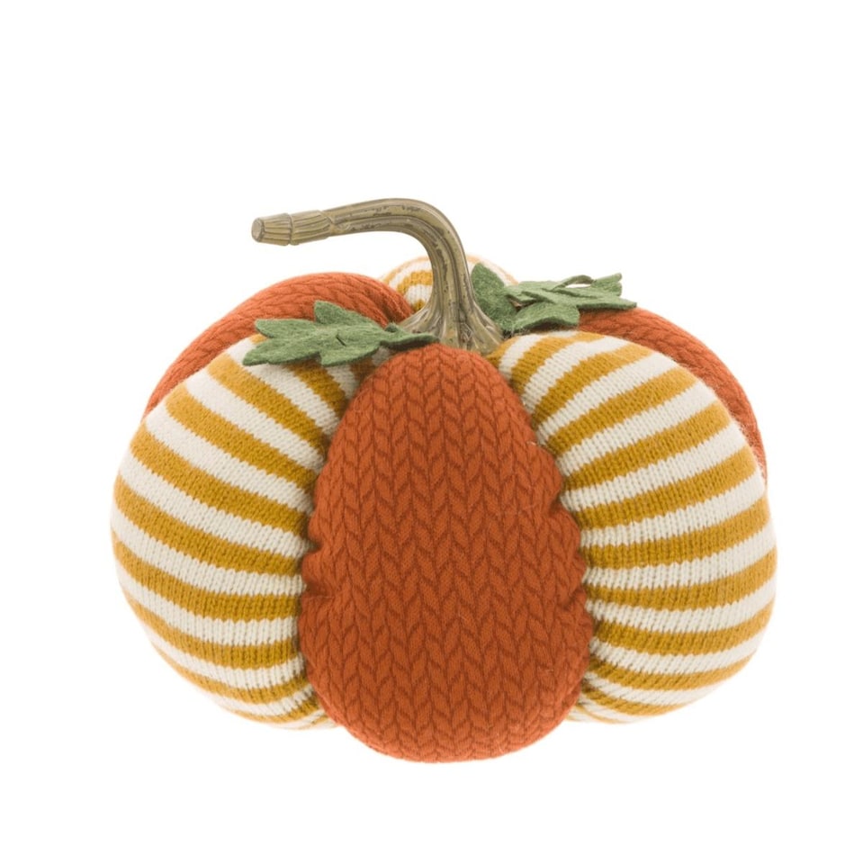 FloralSilk Multi-Fabric Knitted Pumpkin Halloween Decoration