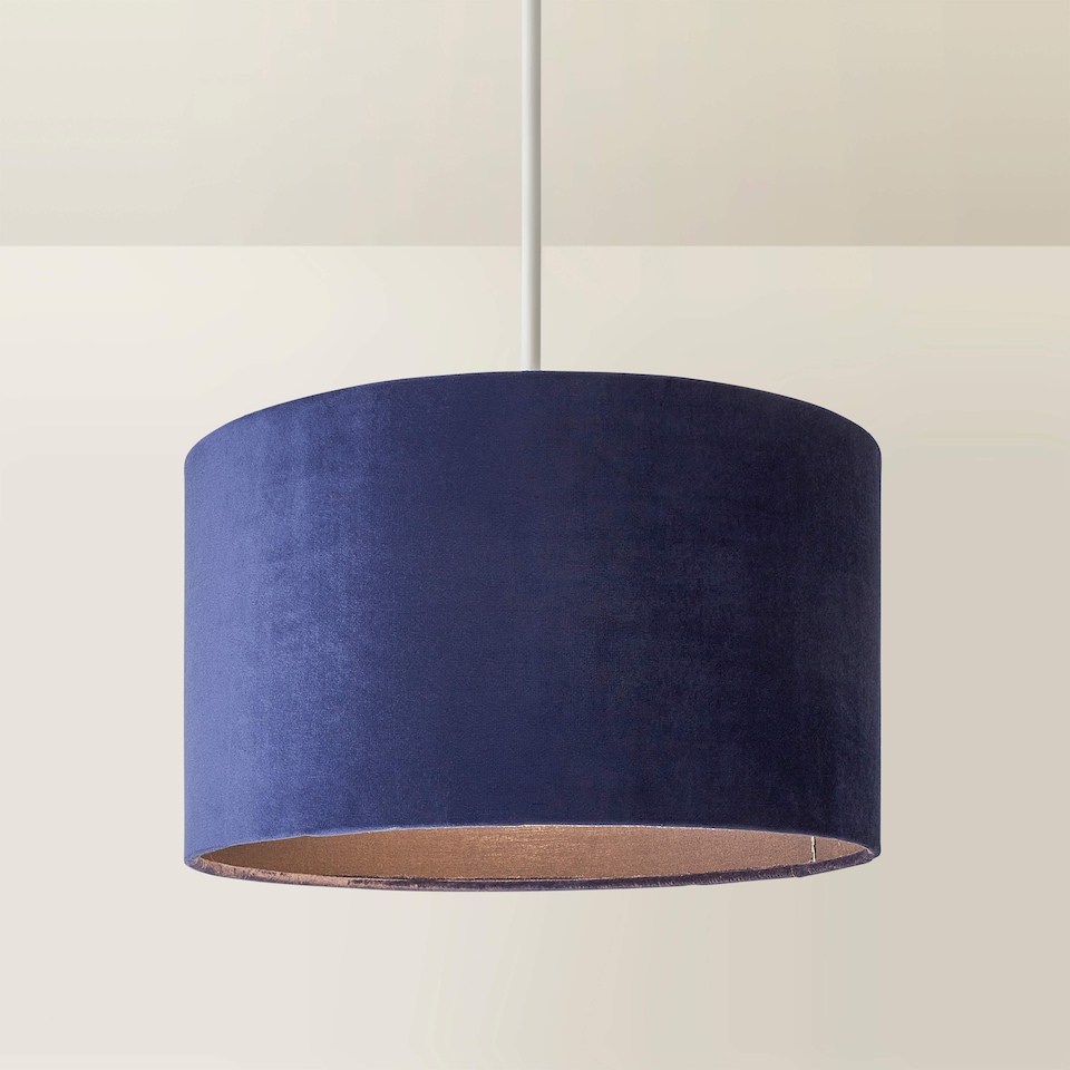 image 1 of ValueLights Reni Medium Navy Velvet Pendant Shade | Blue