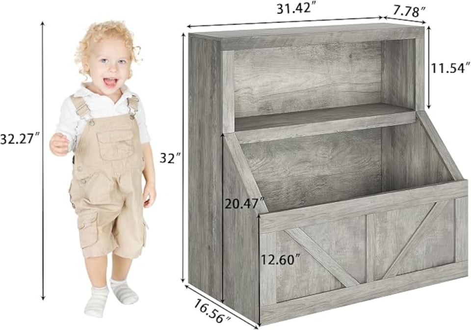 image 1 of London Boutique Kids Bookshelf Toy Storage Cabinet 2-Tier Wooden Organiser 80x42x81cm