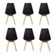 image 1 of Set of 6 Scandinavian Dining Chairs with Leather Cushions Solid Wood Legs Black