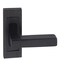 image 2 of Golden Grace 1 Pair Aztec Design Straight Door Handles on Square Rose in Matt Black Finish - 52mm x 52mm Backplate Black