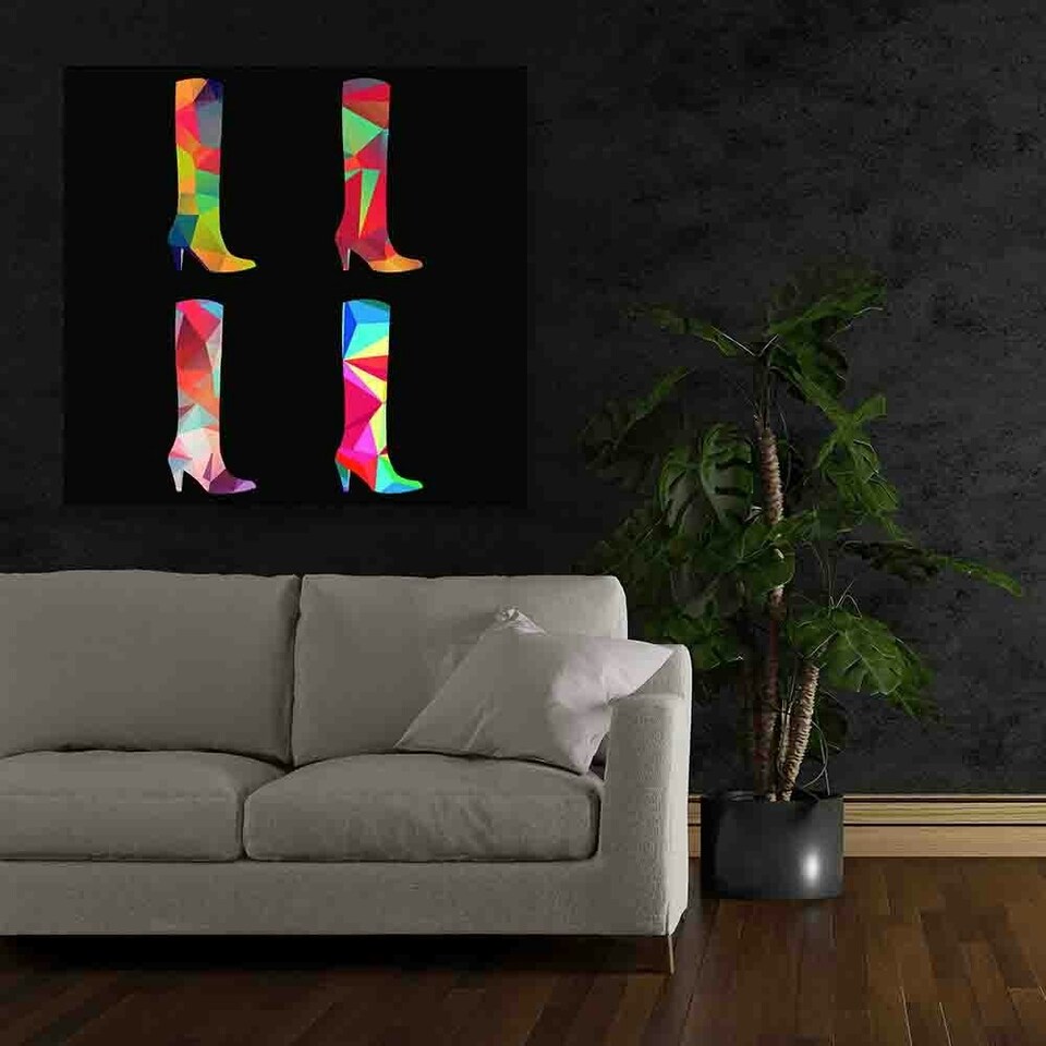 image 1 of Polygonal coloured boots (Canvas Print) 66cm x 66cm