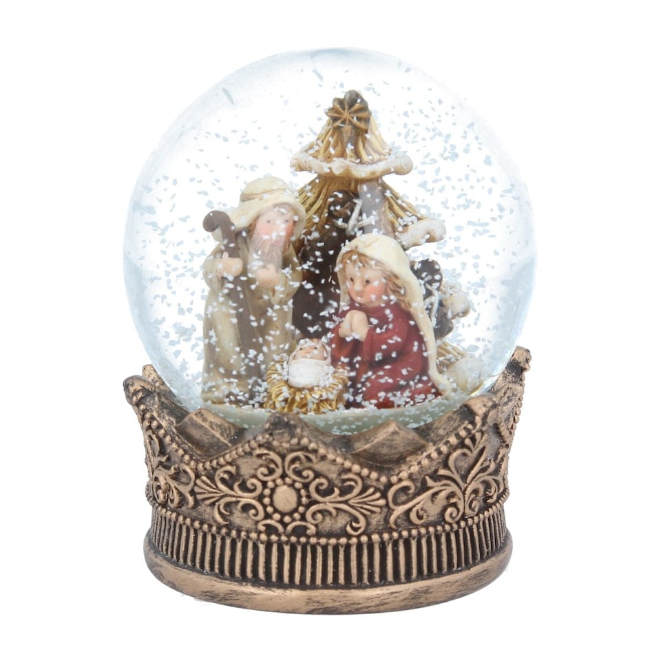 Gisela Graham Christmas Nativity Snow Globe with Gold Crown