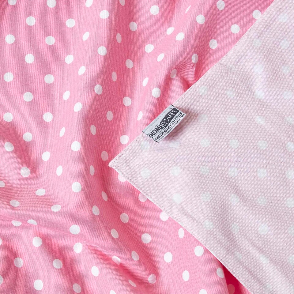 image 1 of Homescapes Cotton Pink Polka Dots and Stripes Sofa Throw Pink