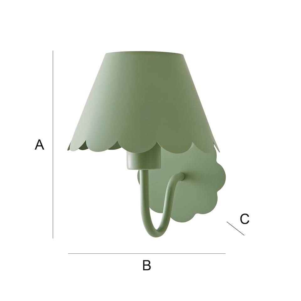 image 1 of ValueLights Hallie Pair of Green Scallop Rechargeable Wall Lights | Green