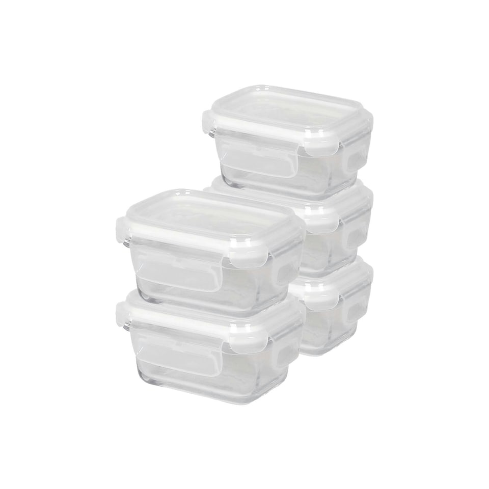 image 1 of Harbour Housewares Glass Food Storage Containers with Lids - 150ml - Pack of 5
