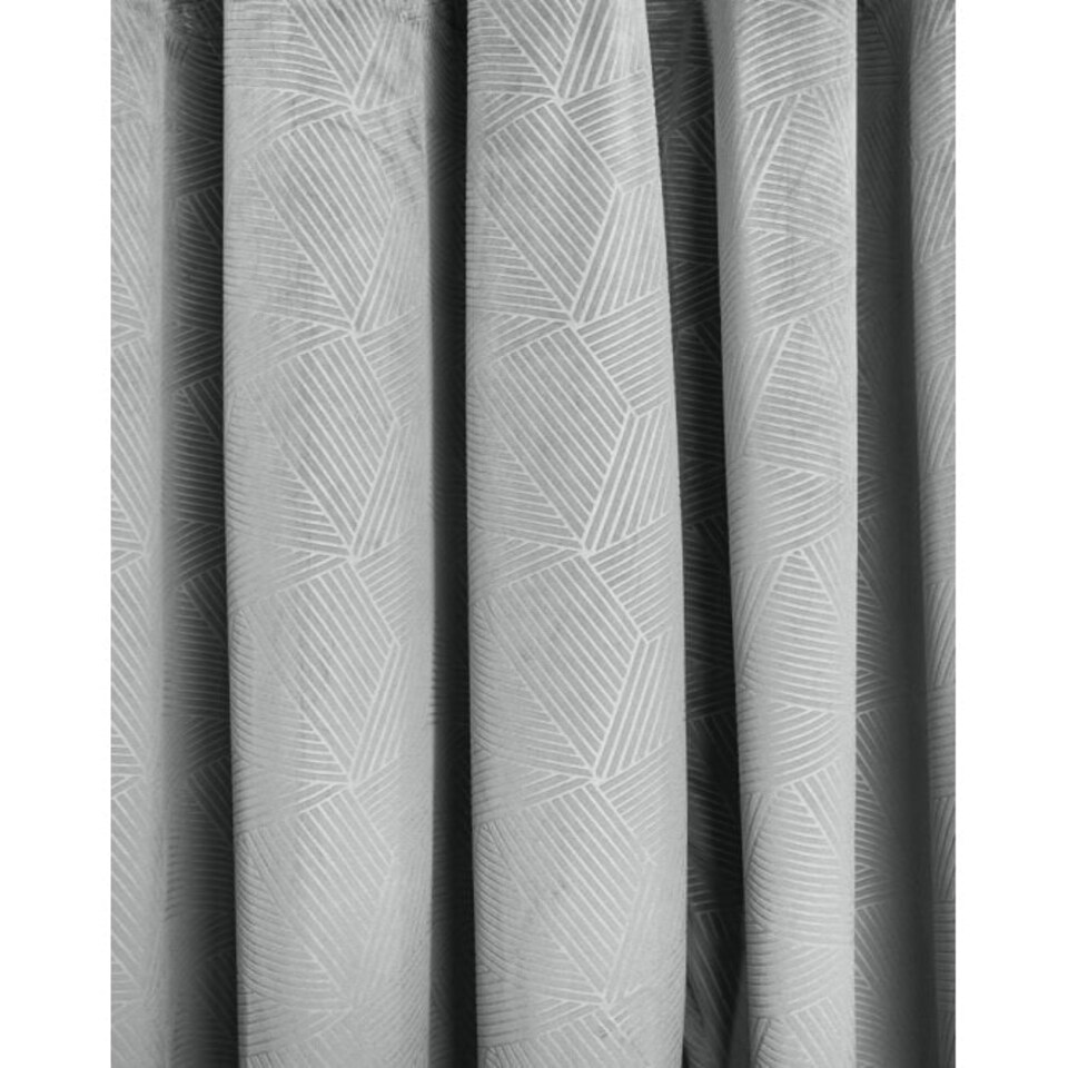 image 1 of Deco Lined Eyelet Geometric Curtains 168cm x 137cm Silver