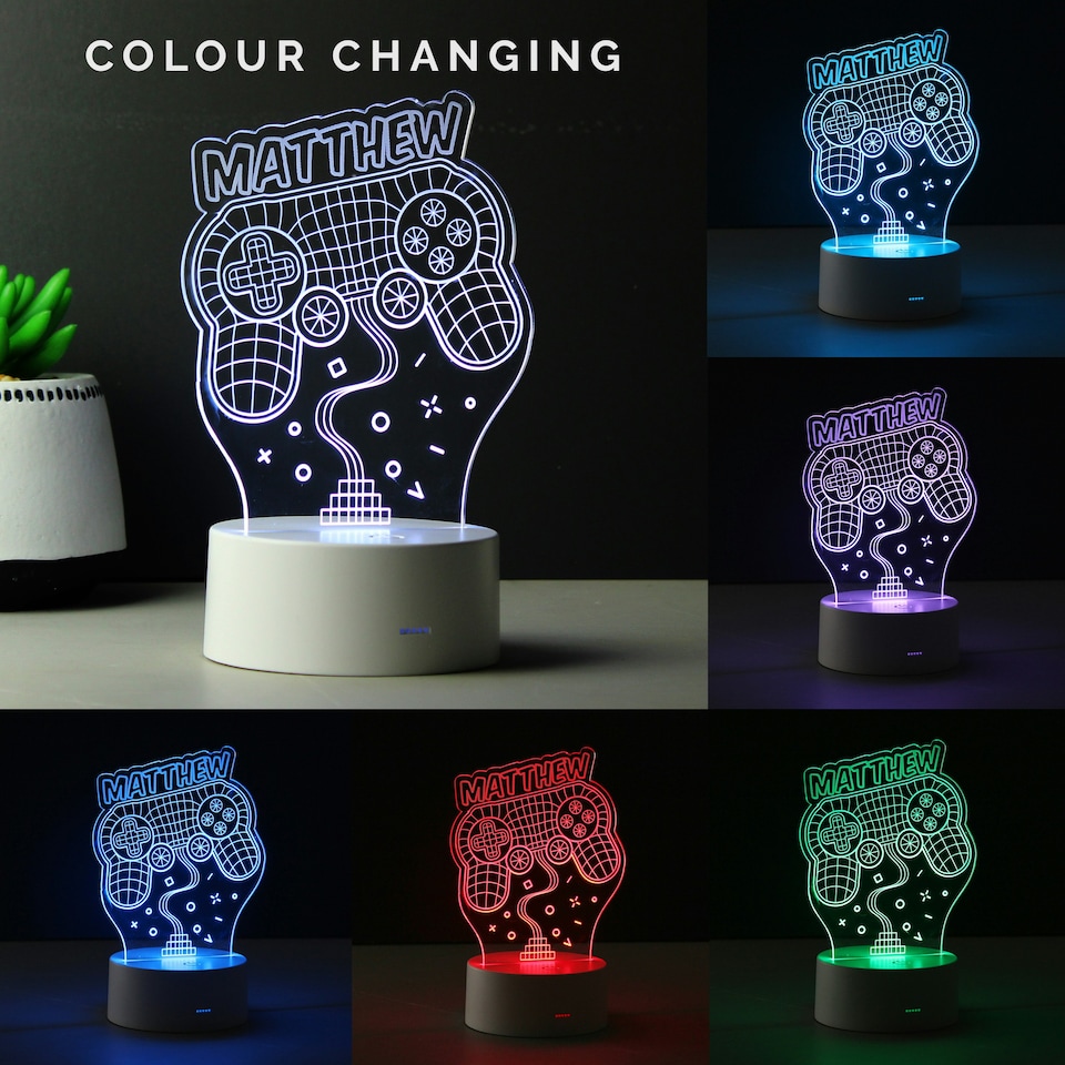 image 1 of Personalised Name Gaming LED Colour Changing Night Light
