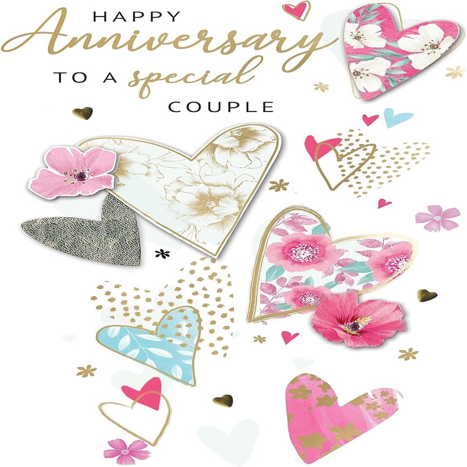 image 1 of Embellished Hearts Design A Special Couple On Your Anniversary Card