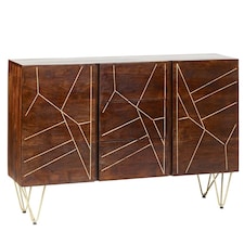 Dark Gold Extra Large Sideboard 3 Drawers And 2 Doors - Solid Mango Wood - L40 x W160 x H85 cm | Brown