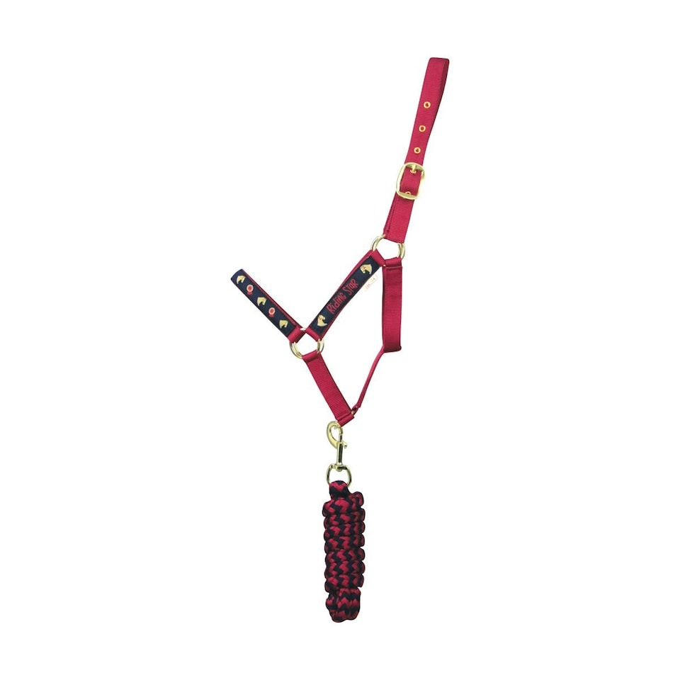 image 1 of Little Rider Riding Star Collection Horse Headcollar and Leadrope - Navy/Burgundy - Small Pony