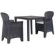 image 1 of Plastic Anthracite Garden Table Chair Set | Black | 3