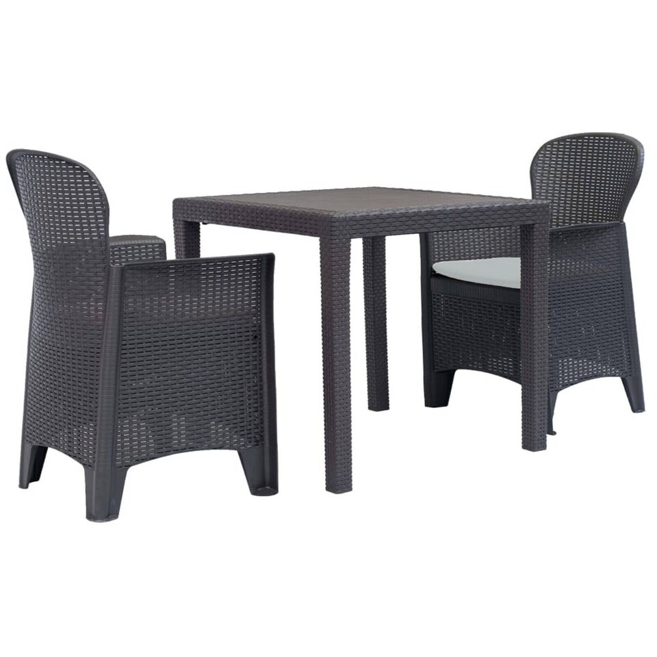 image 1 of Plastic Anthracite Garden Table Chair Set | Black | 3
