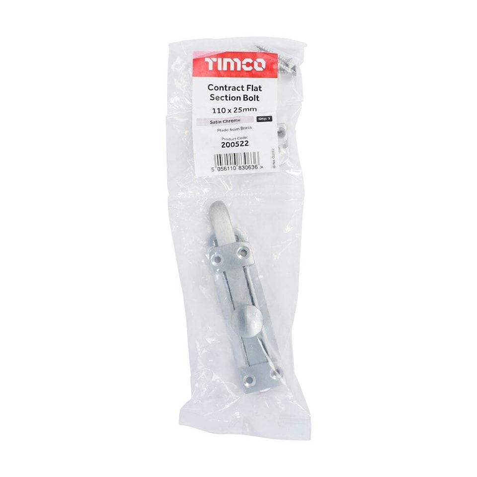image 1 of Timco - Contract Flat Section Bolt - Satin Chrome (Size 110 x 25mm - 1 Each)