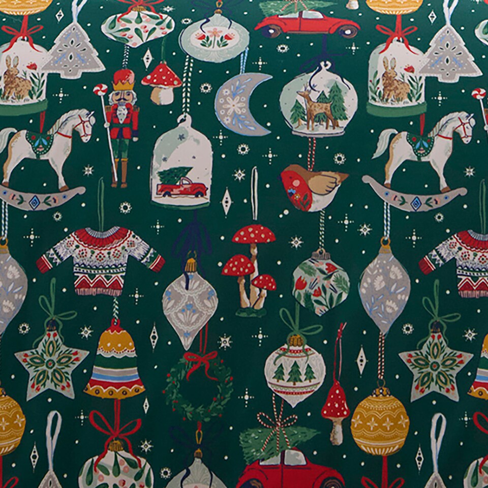 image 1 of Fusion Christmas Ornaments Duvet Cover Set Green
