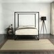 image 2 of Ashwell Modern Four 4 Poster Black Metal Bed Frame (Double)