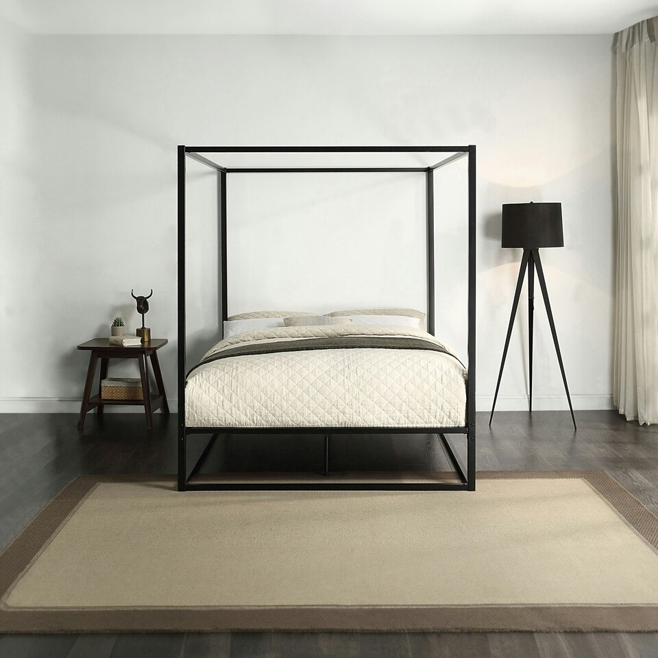 image 1 of Ashwell Modern Four 4 Poster Black Metal Bed Frame (Double)