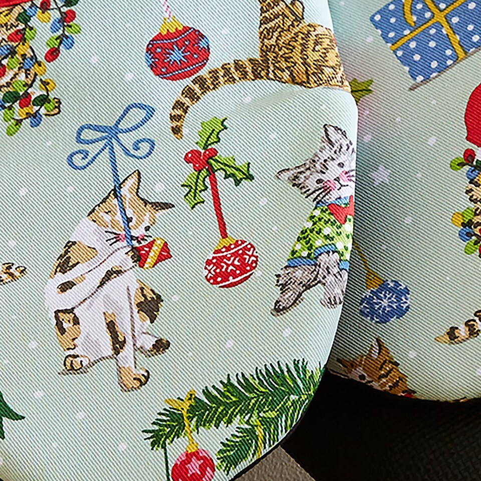 image 1 of Ulster Weavers Christmas Cats Microwave Mitts - Pair Seafoam