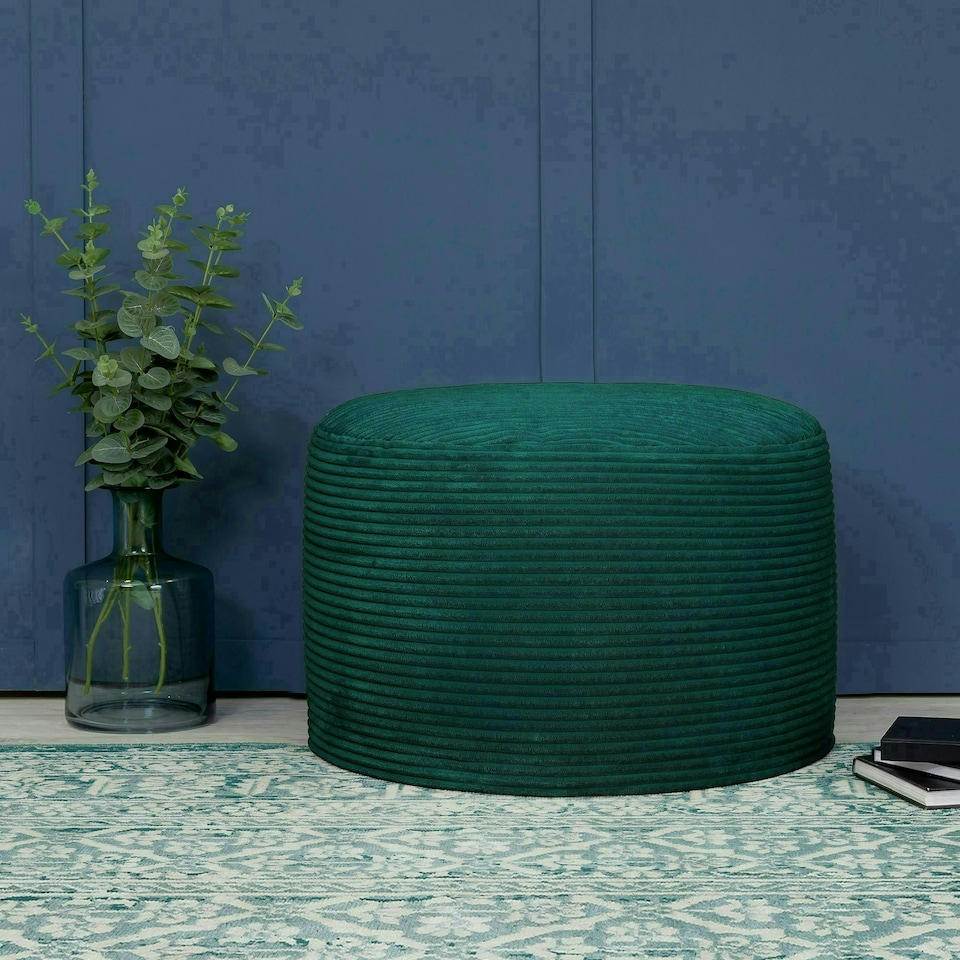 image 1 of icon Frankie Beanbag Footstool Corduroy Teal Green