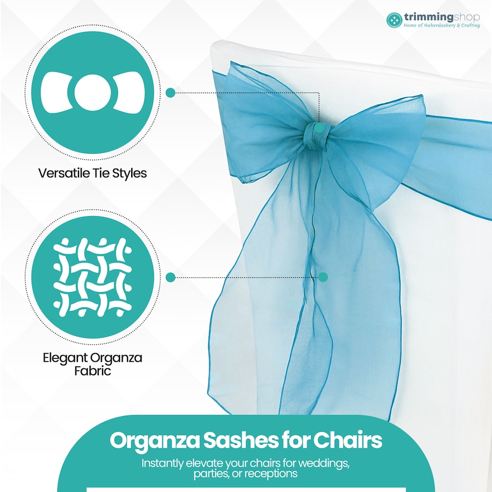 image 1 of 17 x 280cm Organza Chair Sashes, Sheer Sash Ties - 25pcs