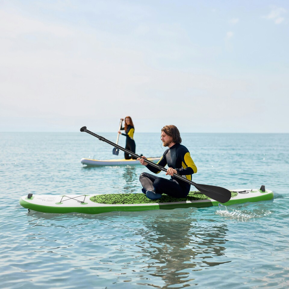 image 1 of HOMCOM 10ft Inflatable Surfing Board W/ Paddle, Fix Bag, Air Pump, Fin, Backpack Green