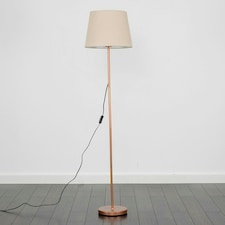 ValueLights Charlie Copper Floor Lamp Cream Taper Shade & Bulb 