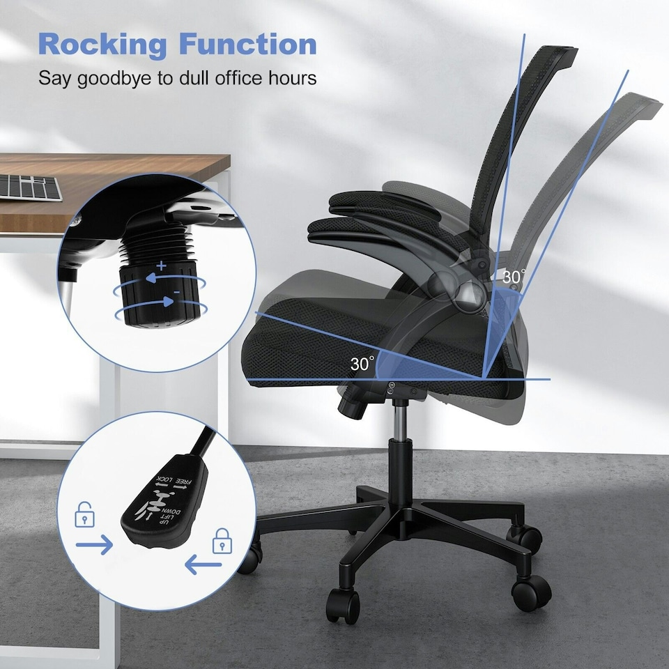 image 1 of COSTWAY Ergonomic Office Chair Adjustable Swivel Chair Black