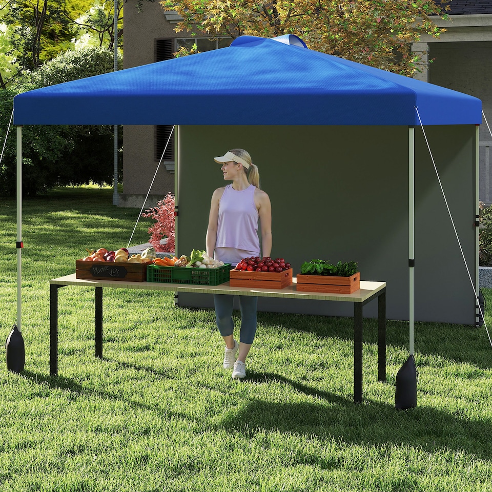 image 1 of COSTWAY 300 x 300 cm Pop up Canopy Tent With Sidewall Blue