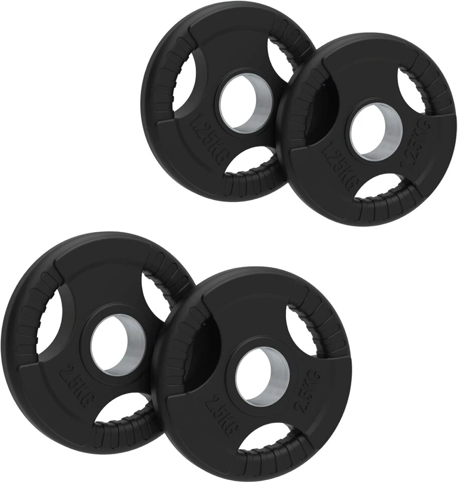 image 1 of Olympic Tri-Grip Rubber Weight Plates Black Pairs Sets 7.5kg