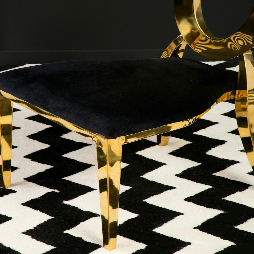 image 1 of Interiors by Premier Stackable Gold Finish Dining Chair, Backrest Indoor Velvet Chair, Easy to Clean Bedroom Velvet Chair