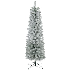 HOMCOM 6 Foot Artificial Pencil Christmas Tree with Snow Flocked Tips, White
