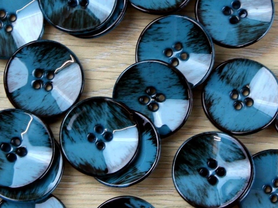 Trimits Turquoise Round Painted Buttons for Dressmaking - 28mm - each