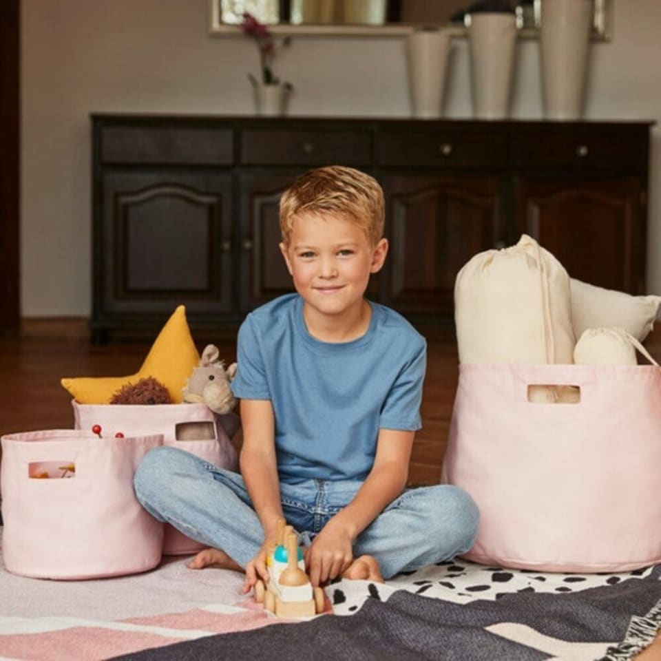 image 1 of Westford Mill Canvas Storage Basket - Pastel Pink - S Pink | S