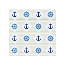 Nautical Elements On Striped Splash Back | White
