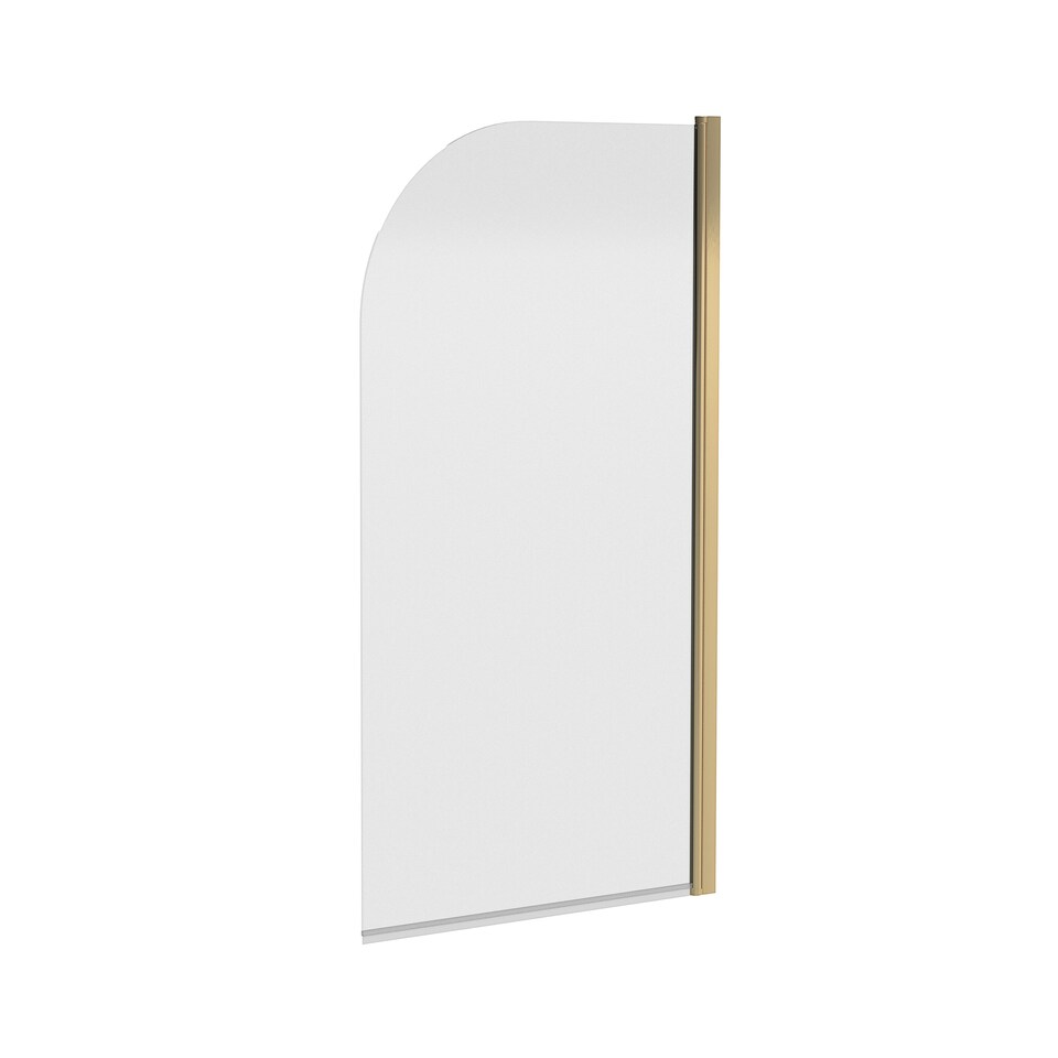 image 1 of Brushed Brass Reversible Hinged 6mm Bath Shower Screen 1430x790mm | Copper | Brushed Brass | 1