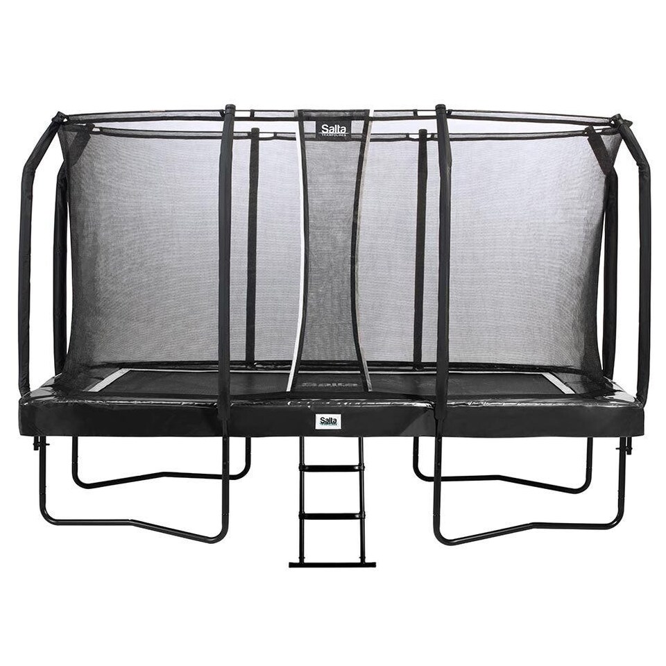 image 1 of 14ft x 8ft Salta Black Rectangular First Class Trampoline with Enclosure