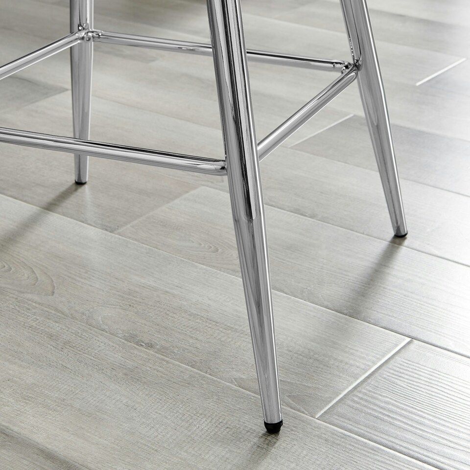 image 1 of Furniturebox Corona 2x White Faux Leather Silver Legs Bar Chair