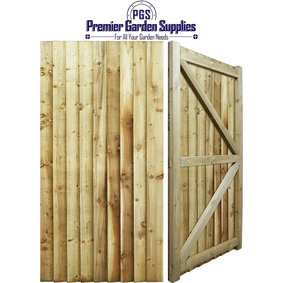 image 1 of Heavy Duty Garden Gate 6ft x 3ft Feather Edge H-Frame Flat Top Treated Timber Door