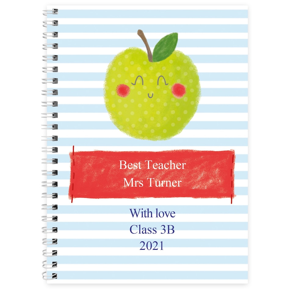 image 1 of Personalised Apple for the Teacher A5 Notebook