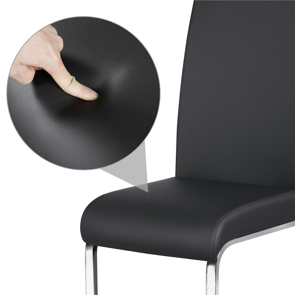 image 1 of Yaheetech Set of 2 Dining Chairs Faux Leather Chairs with Metal Legs Black