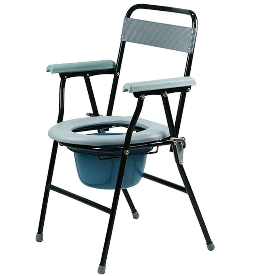 image 1 of Folding Steel Commode Toilet Chair Foldable Seat And Pan Portable disability aid