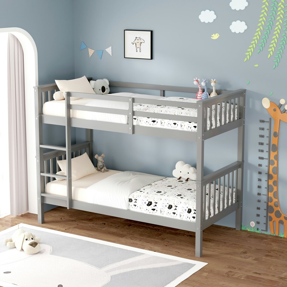 image 1 of Oliver Grey Single Wooden Bunk Bed