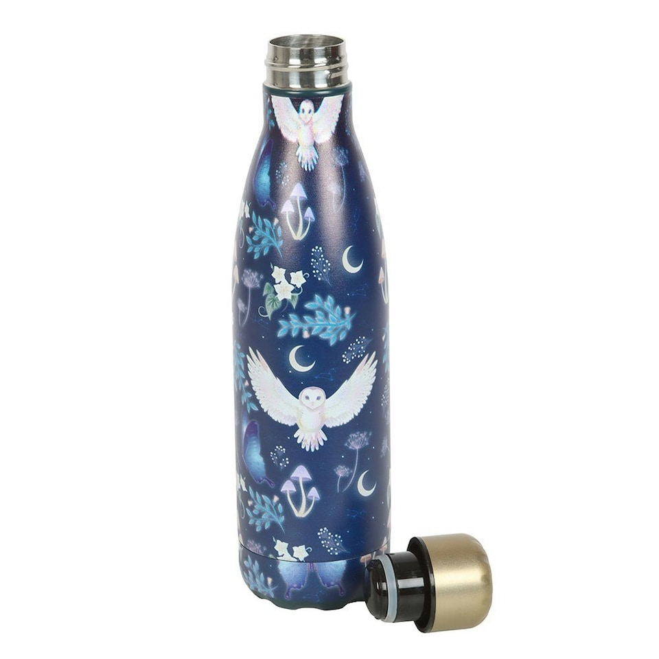 image 1 of Something Different Night Flight Owl Steel Water Bottle - Navy Blue/Gold - One Size