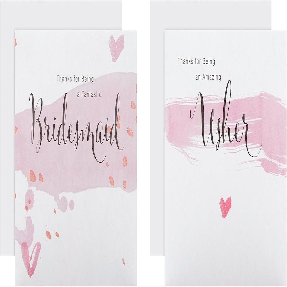 image 1 of Bridesmaid and Usher Thank You Cards Pack of 10 in 2 Contemporary Designs