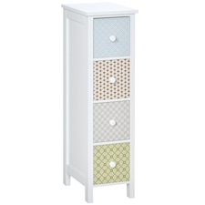 HOMCOM Drawer Cabinet, 4 Drawer Storage Organizer Unit Bathroom Bedroom