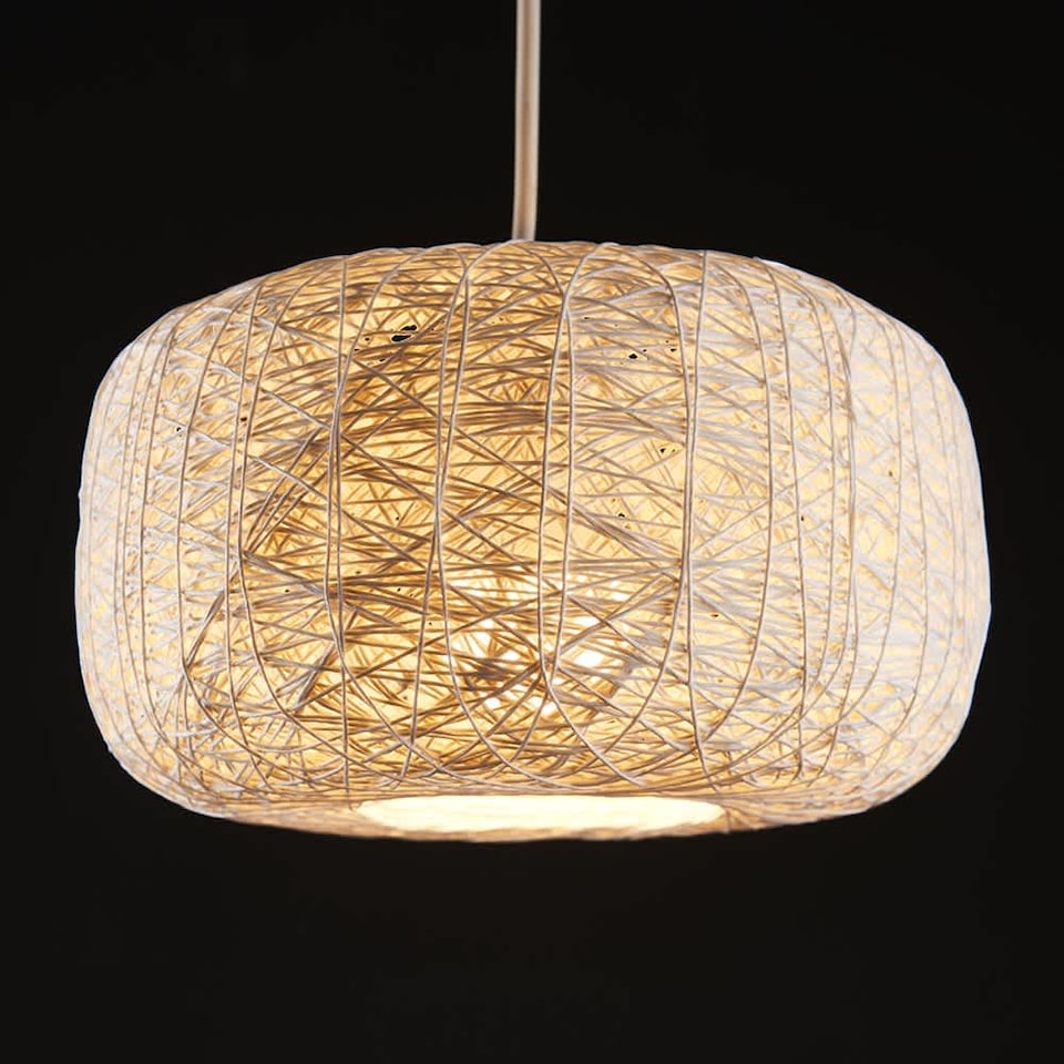 image 1 of ValueLights Bjorn White Ceiling Pendant Shade & Bulb | Cream