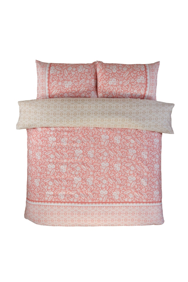image 1 of Eleanor Floral Microfibre Reversible Duvet Cover Set with Pillowcase | Pink | Single