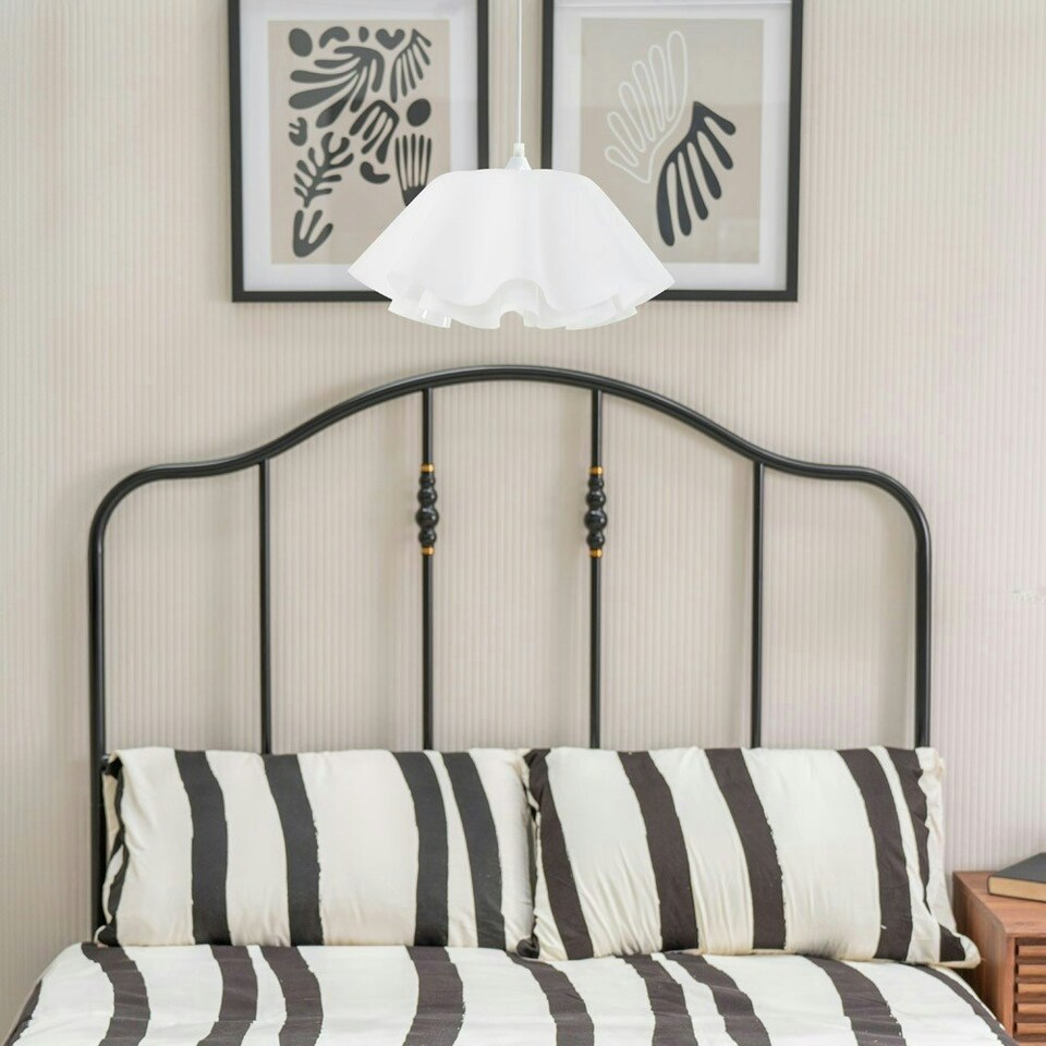 image 1 of ValueLights Kumo White Layered Flower Design Ceiling Pendant Light Fitting - Bulb Included