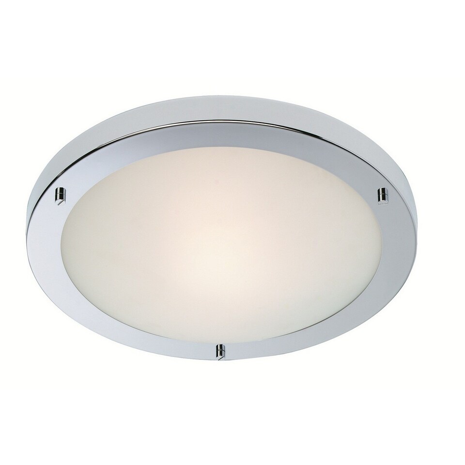 Rondo LED 24 Light Flush Ceiling Light Chrome, Opal Glass IP44