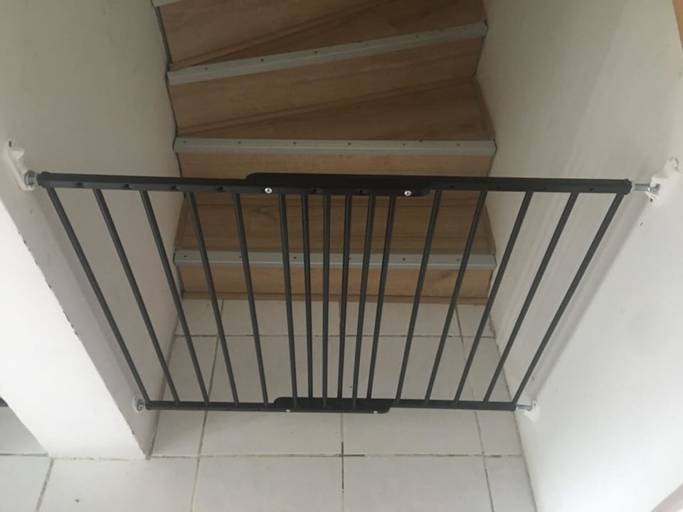 image 1 of Safetots Top of The Stairs Screw Fitted Stair Gate, Black Metal, 62.5cm - 106.8cm, Metal Baby Gate, Safety Barrier | Black | 1